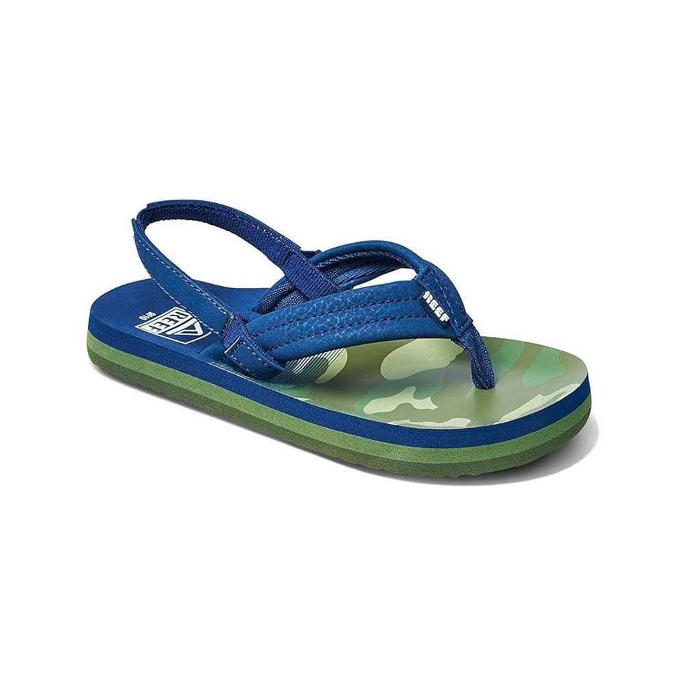 Reef Kids Toddler Sandals Blue Green Camo Slingback Flip Flops Size 4
